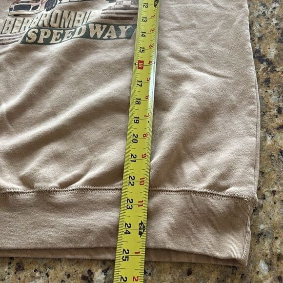Abercrombie Fitch tan crewneck sweatshirt racing speedway A‎ & F Women’s XS - Picture 7 of 8